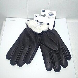 Dockers Mens BROWN Leather Gloves Sherpa Lined Size Large Easy Texting New Tags